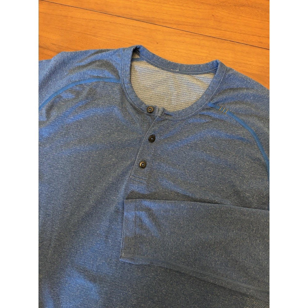 Lululemon Metal Vent Tech Henley Long Sleeve Shirt Mens XL/2XL Blue Gym Athletic